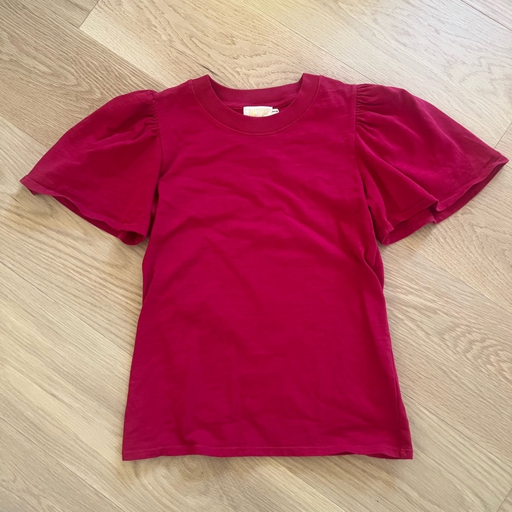 Women’s Nation LTD Pink Puff Sleeve Top 100% Cotton
